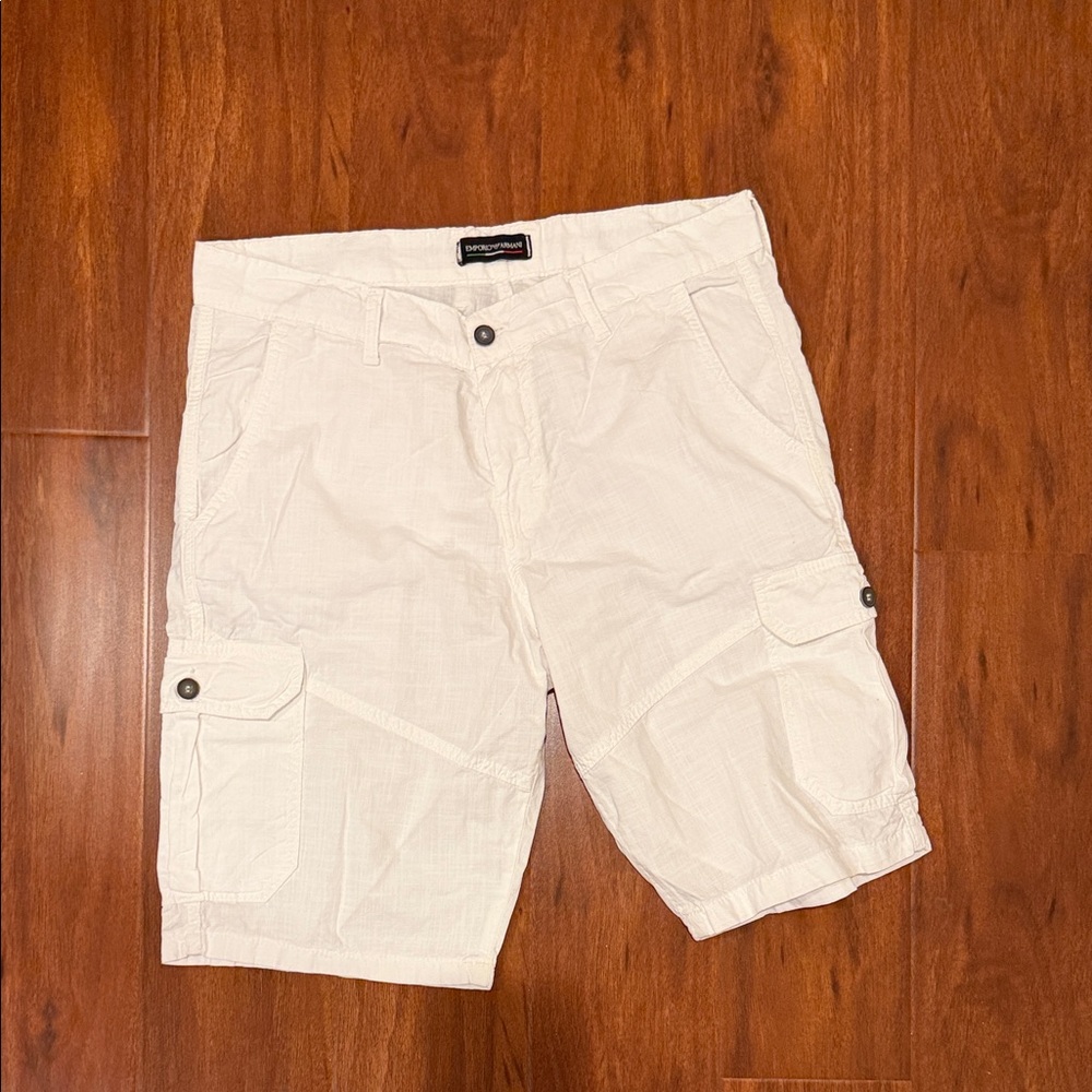 Emporio Armani White Cargo Shorts
